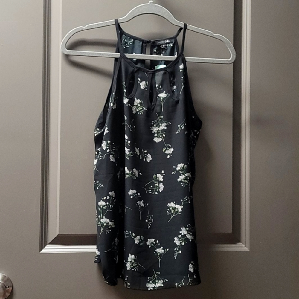 Floral Keyhole Cutout Strappy Tank Top